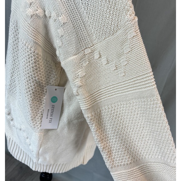 Pink Clover Women's L Ivory Knit Sweater NWT‎ Mock Neck Pullover Cottagecore - Picture 6 of 13